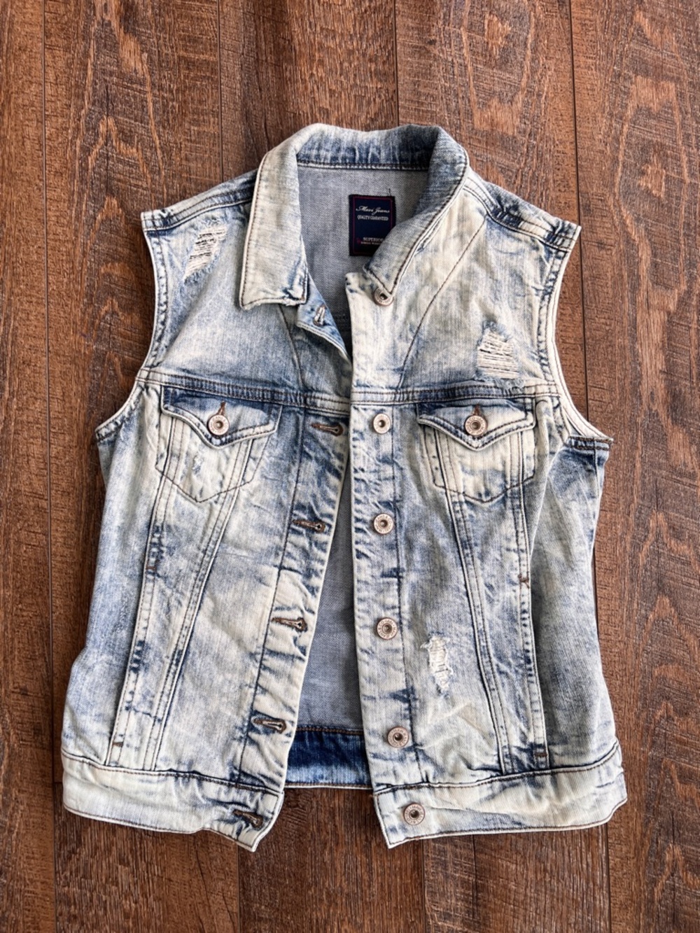 Mavi Jeans Light Blue Distressed Denim Vest